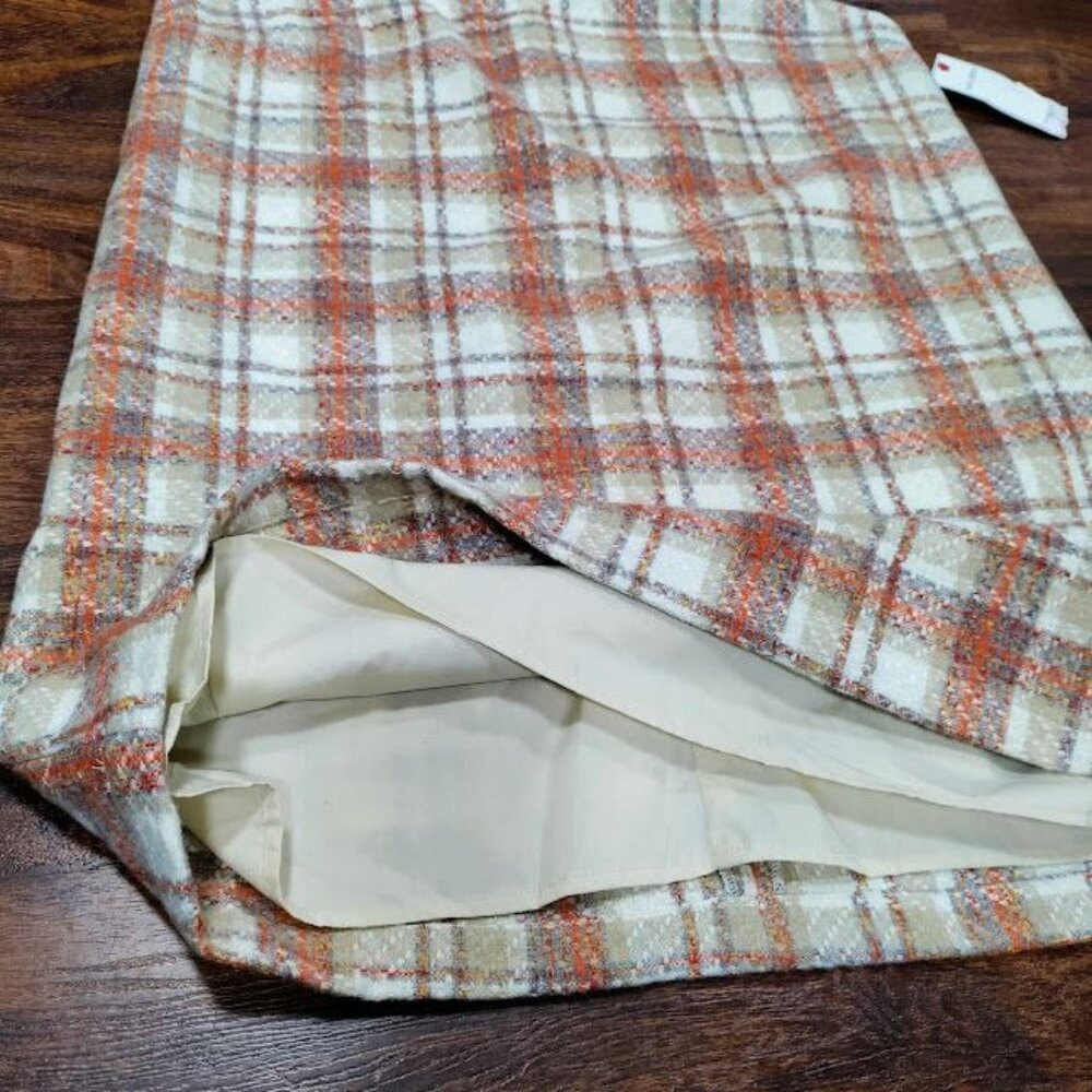Aura Orange/Beige Plaid Retro 1970s Style  Sleeveless Mini Dress Size Large NWT - Picture 5 of 10
